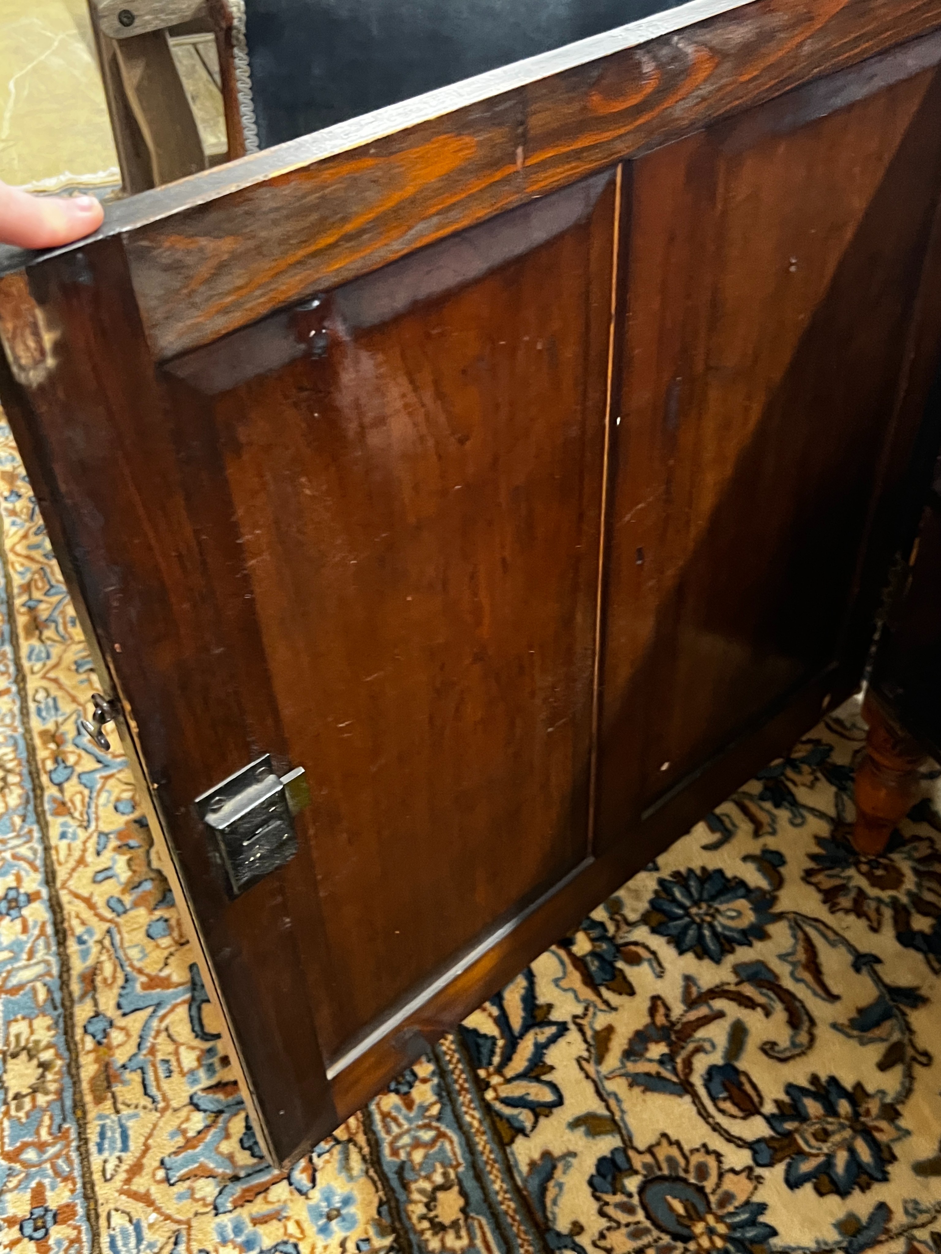 A 19th century French pine side cupboard with pigeonholed interior, width 63cm, depth 31cm, height 80cm